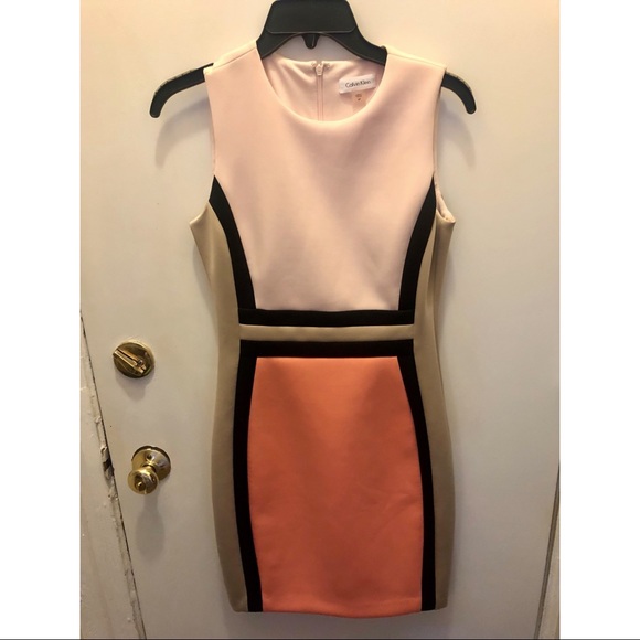 Calvin Klein Colorblock Sleeveless Sheath Dress - Picture 2 of 4